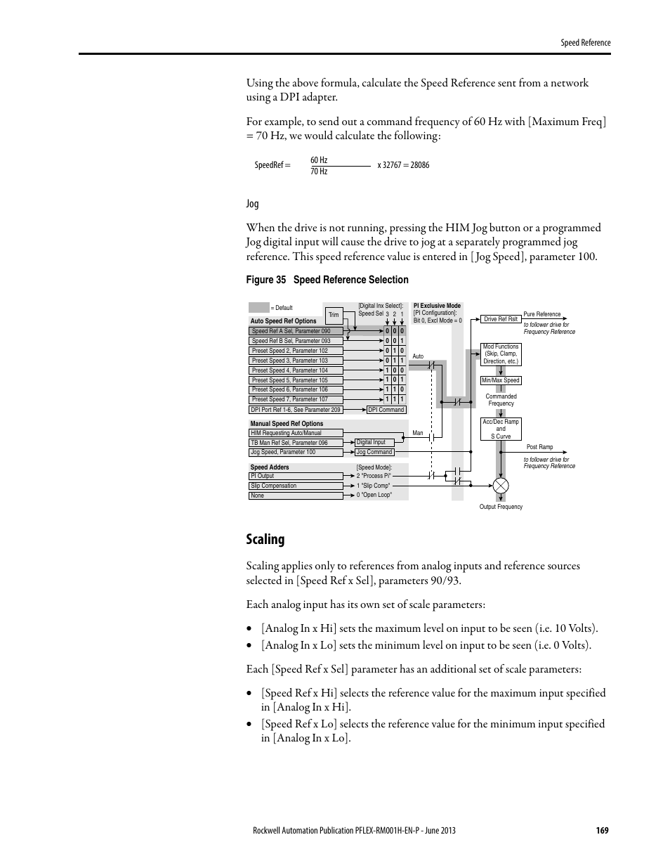 Scaling, Figure 35 speed reference selection | Rockwell Automation 20B PowerFlex 70, PowerFlex 700 Reference Manual User Manual | Page 169 / 214