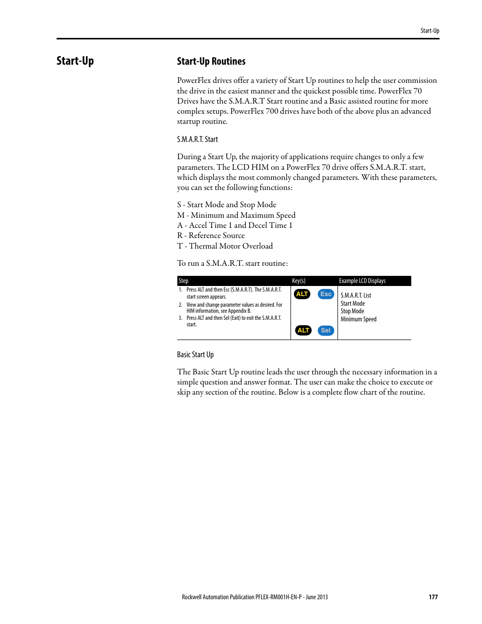 Start-up, Start-up routines | Rockwell Automation 20B PowerFlex 70, PowerFlex 700 Reference Manual User Manual | Page 177 / 214