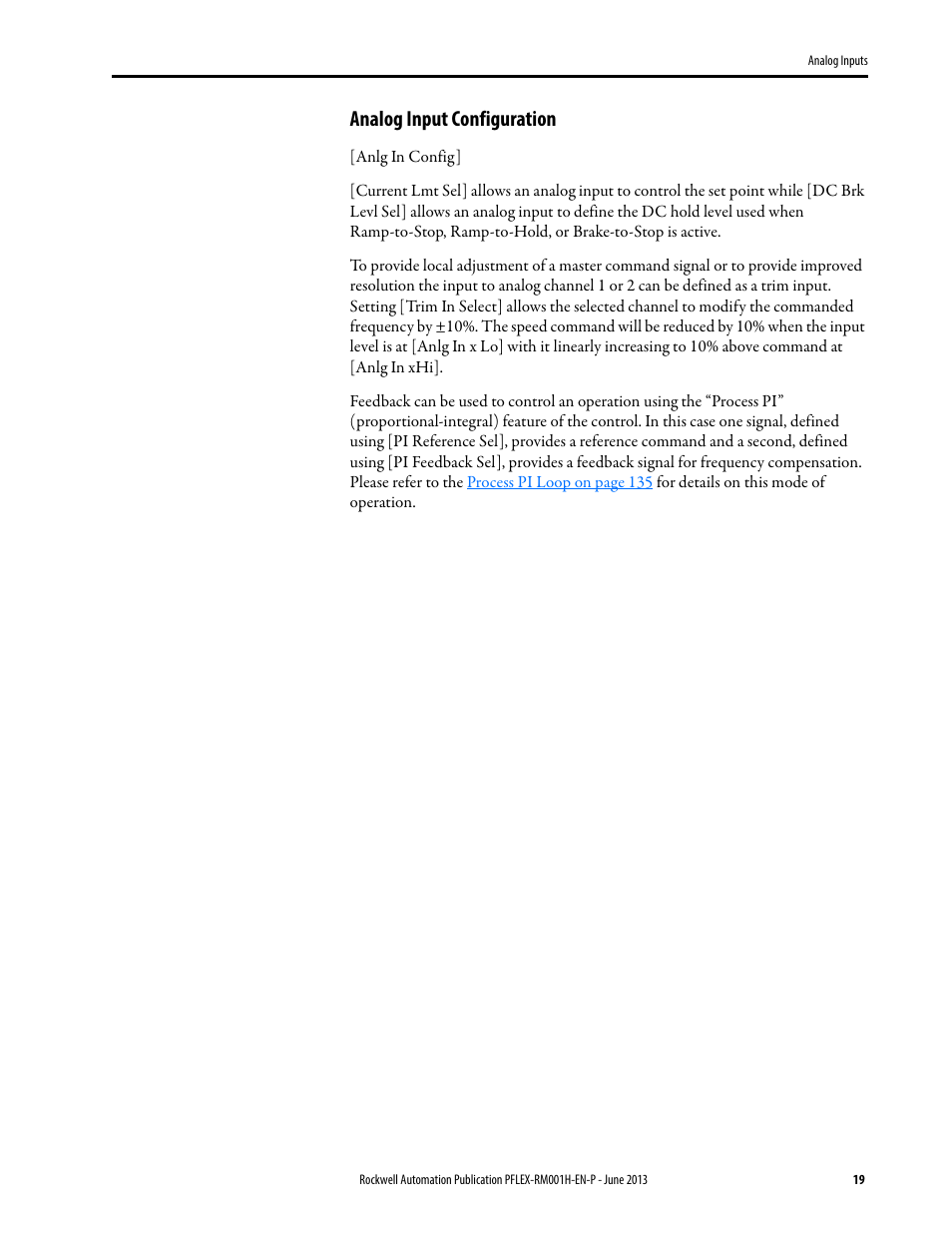 Analog input configuration | Rockwell Automation 20B PowerFlex 70, PowerFlex 700 Reference Manual User Manual | Page 19 / 214