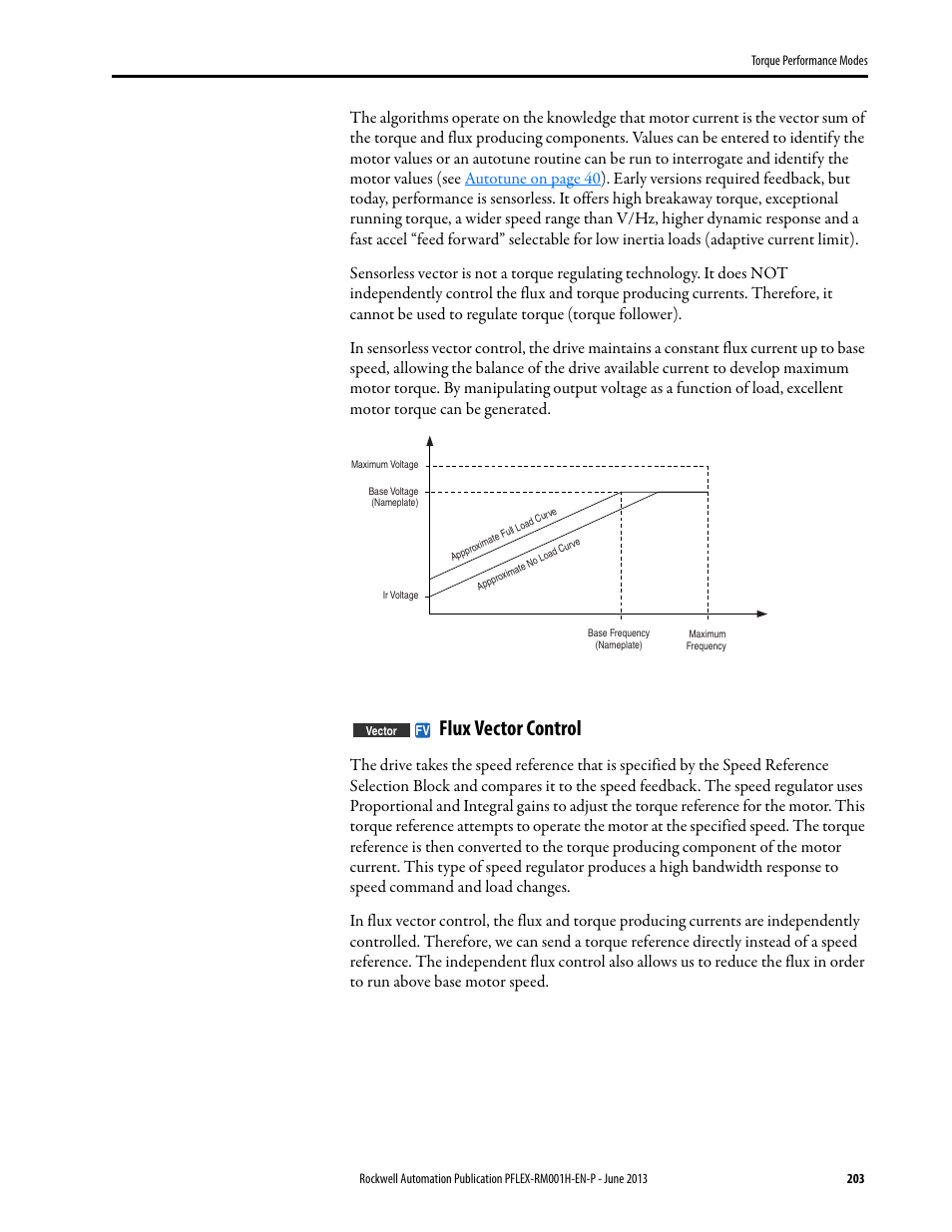 Flux vector control | Rockwell Automation 20B PowerFlex 70, PowerFlex 700 Reference Manual User Manual | Page 203 / 214