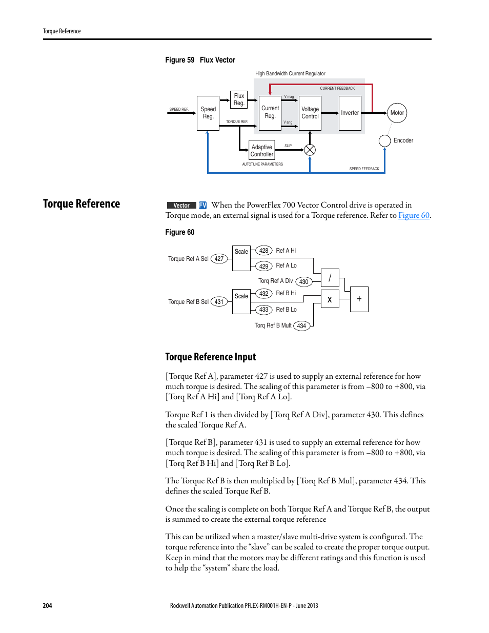 Torque reference, Torque reference input | Rockwell Automation 20B PowerFlex 70, PowerFlex 700 Reference Manual User Manual | Page 204 / 214