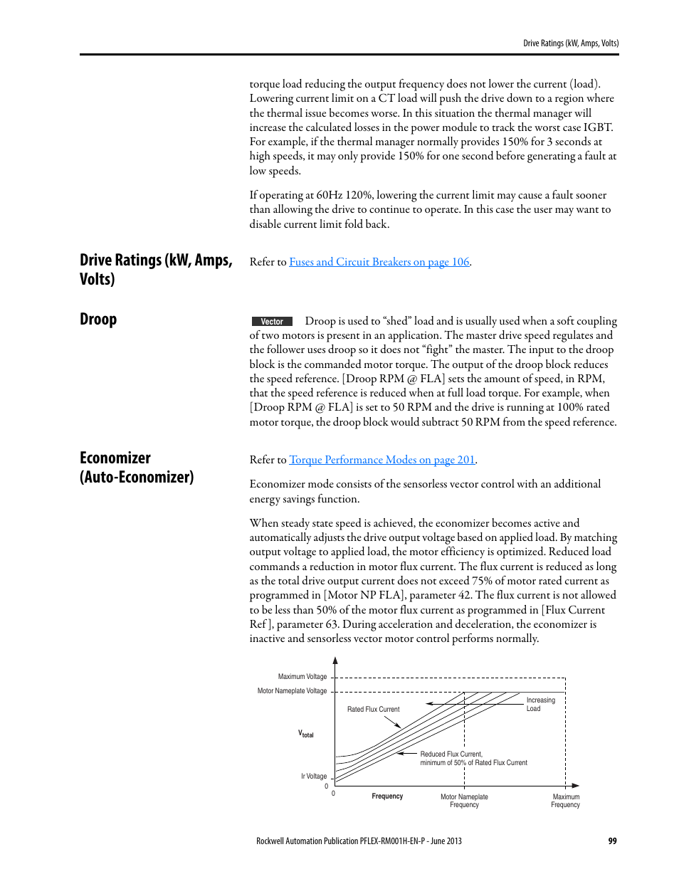 Drive ratings (kw, amps, volts), Droop, Economizer (auto-economizer) | Rockwell Automation 20B PowerFlex 70, PowerFlex 700 Reference Manual User Manual | Page 99 / 214