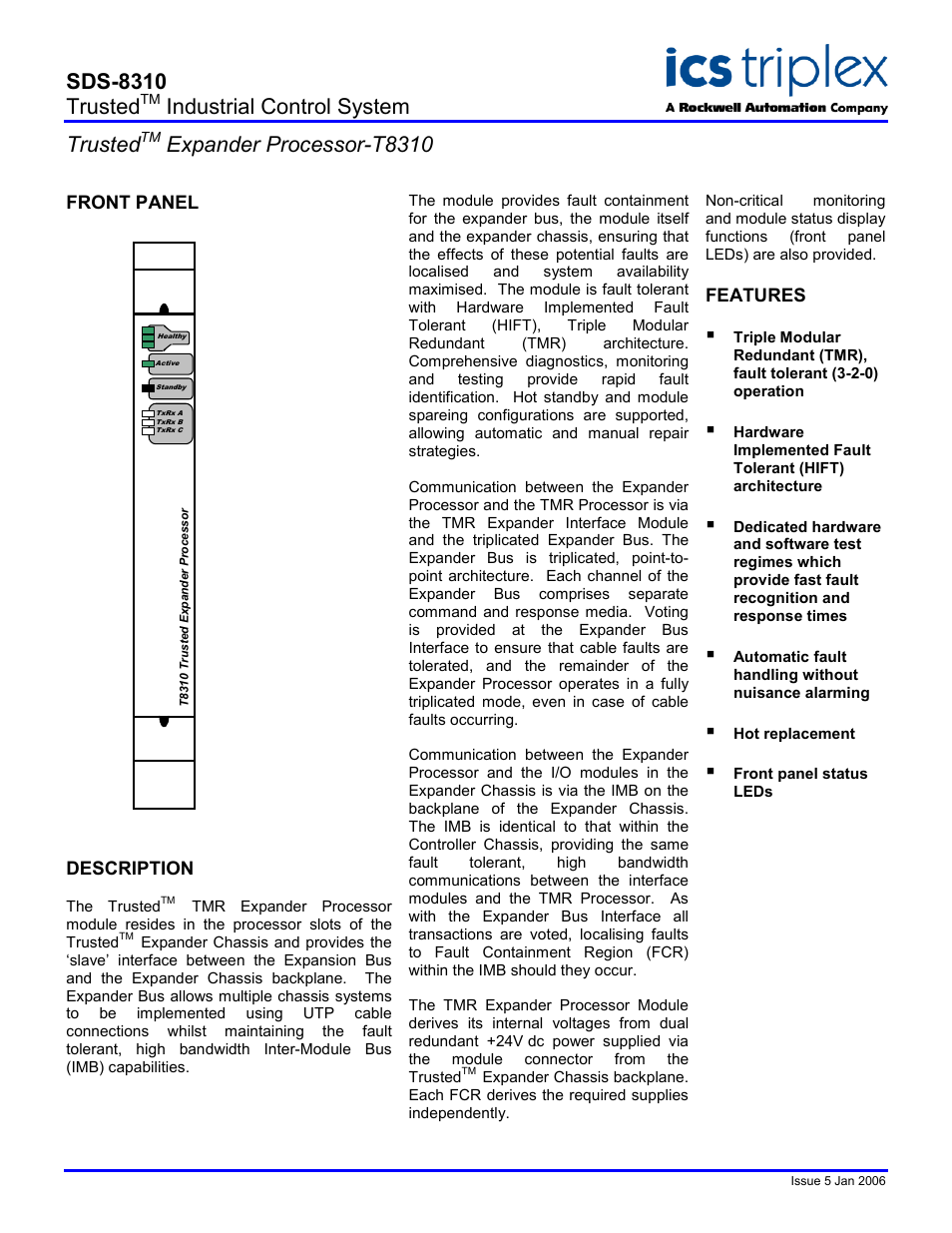 Rockwell Automation T8310 Trusted Expander Processor User Manual | 2 pages