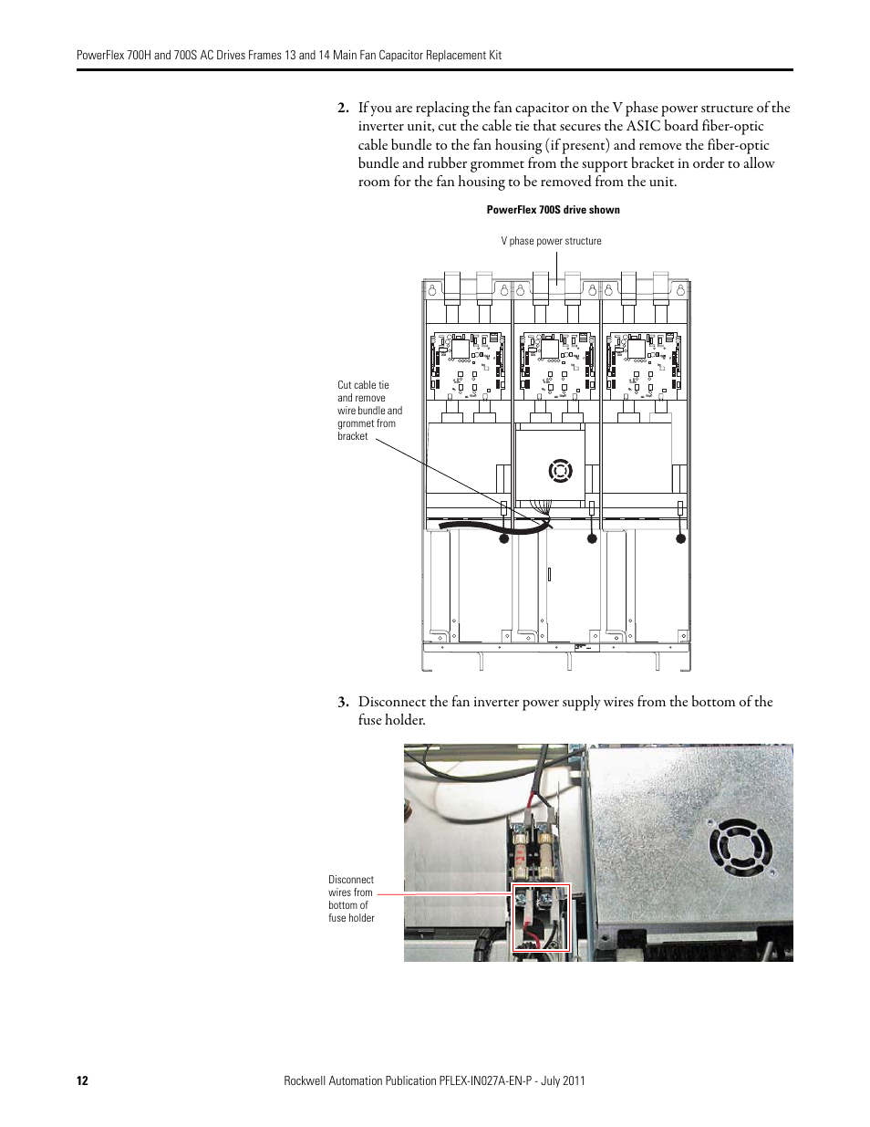 Rockwell Automation 20D PowerFlex 700H/700S AC Drives Frames 13 and 14 Main Fan Capacitor Rplcmnt. Kit User Manual | Page 12 / 18