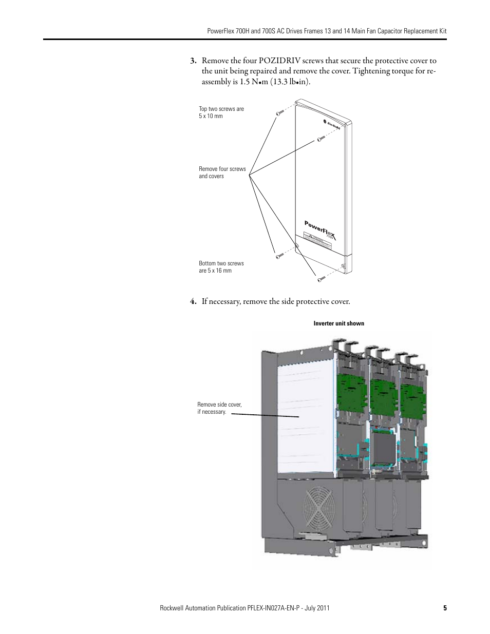 M (13.3 lb | Rockwell Automation 20D PowerFlex 700H/700S AC Drives Frames 13 and 14 Main Fan Capacitor Rplcmnt. Kit User Manual | Page 5 / 18