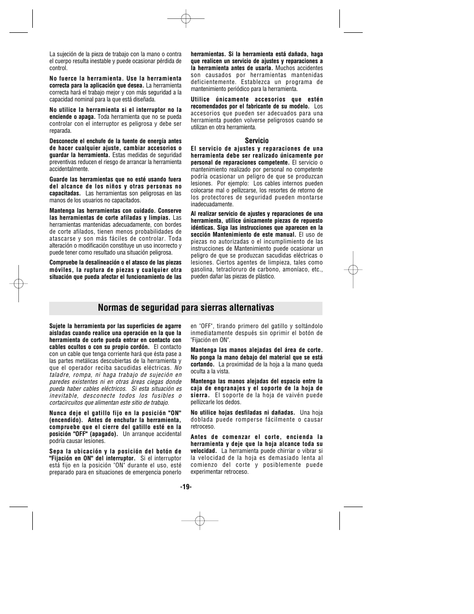 Normas de seguridad para sierras alternativas | Bosch 1634VS User Manual | Page 19 / 28