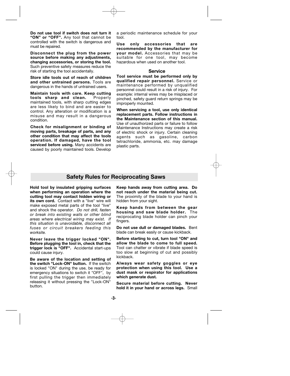 Safety rules for reciprocating saws | Bosch 1634VS User Manual | Page 3 / 28
