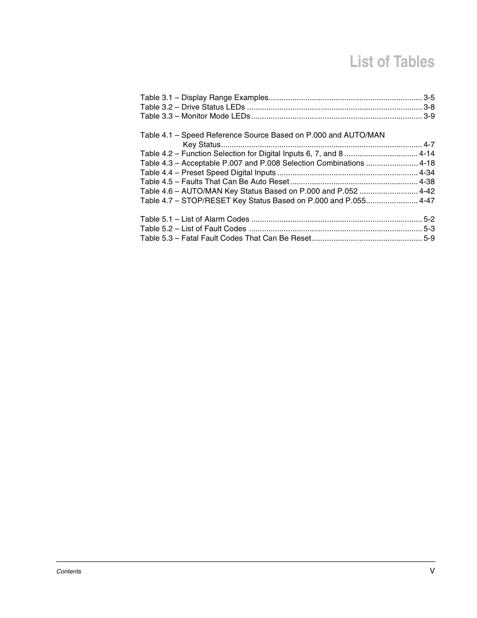 List of tables | Rockwell Automation GV3000/SE AC Gen. Purpose and Vector Drive Software Start-Up and Ref. Manual User Manual | Page 11 / 232