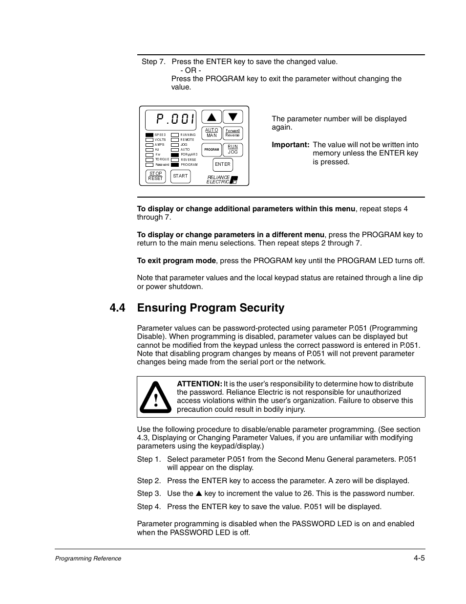 Ensuring program security, Sl, 4 ensuring program security | Rockwell Automation GV3000/SE AC Gen. Purpose and Vector Drive Software Start-Up and Ref. Manual User Manual | Page 91 / 232