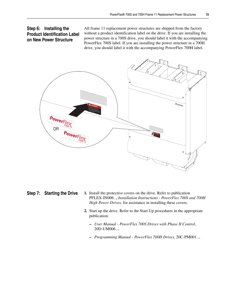 Step 7: starting the drive | Rockwell Automation 20D PowerFlex 700H/S Frame 11 Replacement Power Structure User Manual | Page 15 / 16