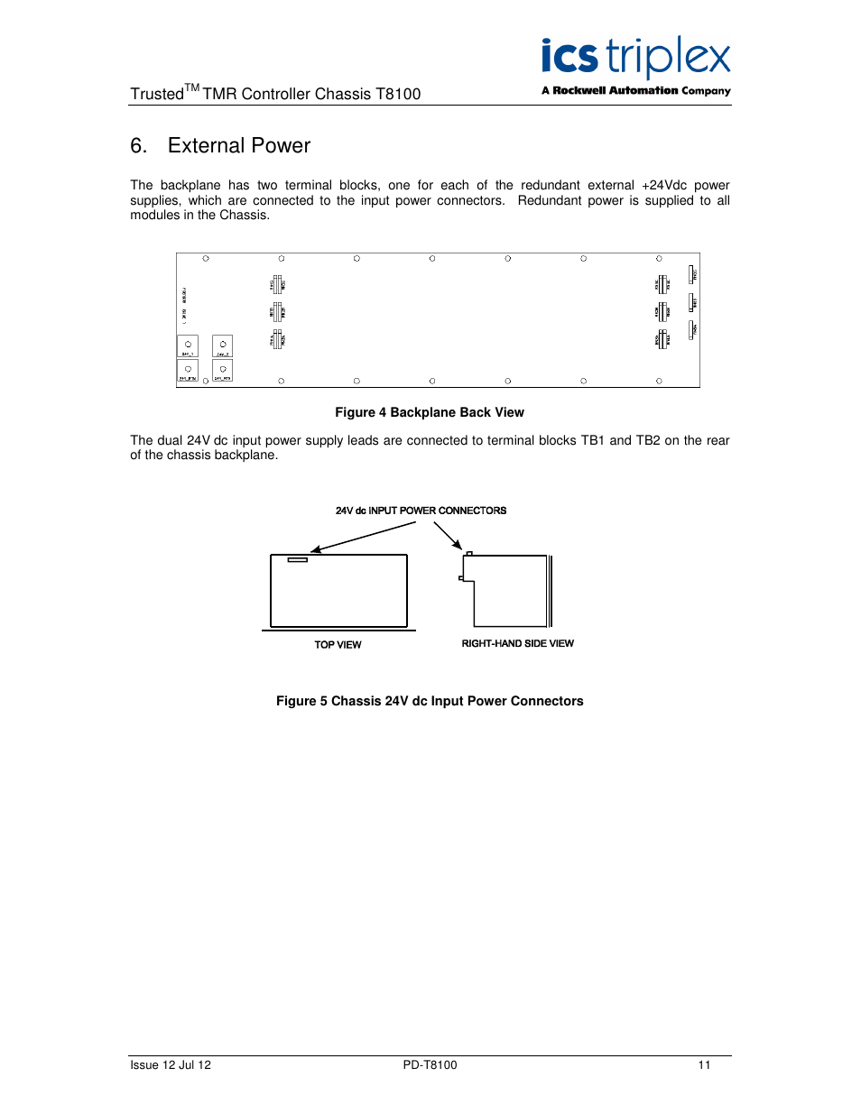 External power | Rockwell Automation T8100 Trusted Controller Chassis User Manual | Page 11 / 17