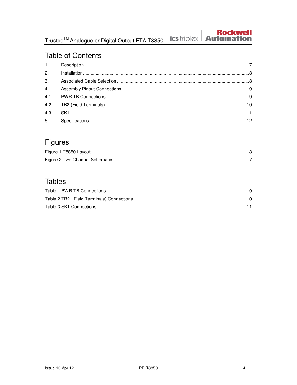 Rockwell Automation T8850 Trusted Analogue or Digital Output FTA User Manual | Page 4 / 14