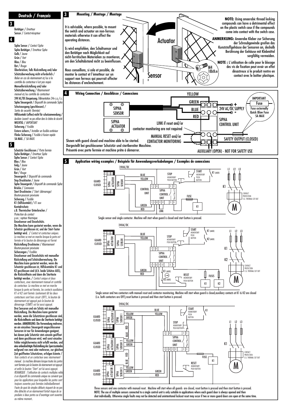 Actuator, Sensor, Deutsch / français | Rockwell Automation Sipha Coded Magnetic Interlock Switch Control Unit User Manual | Page 2 / 4