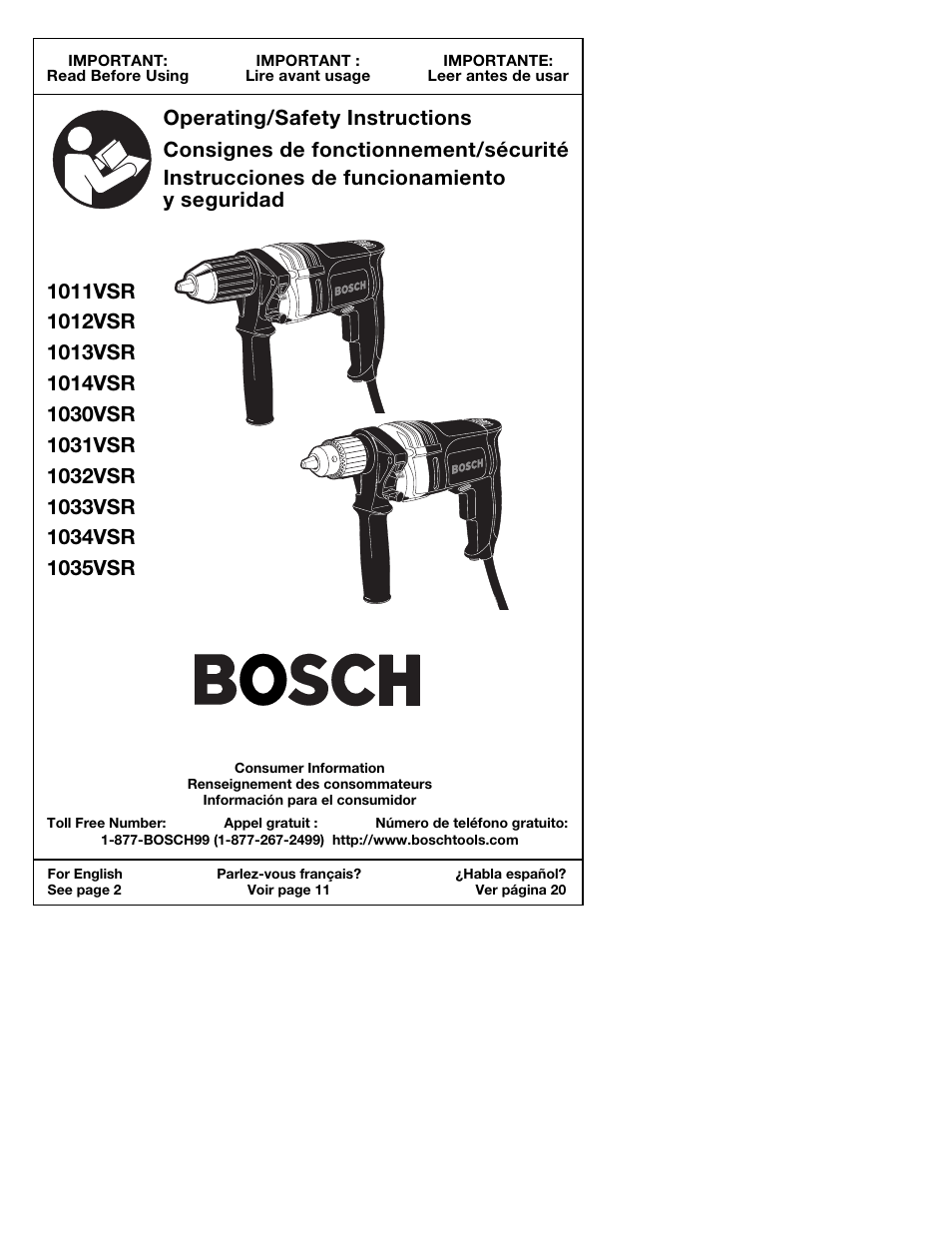 Bosch 1011VSR User Manual | 32 pages