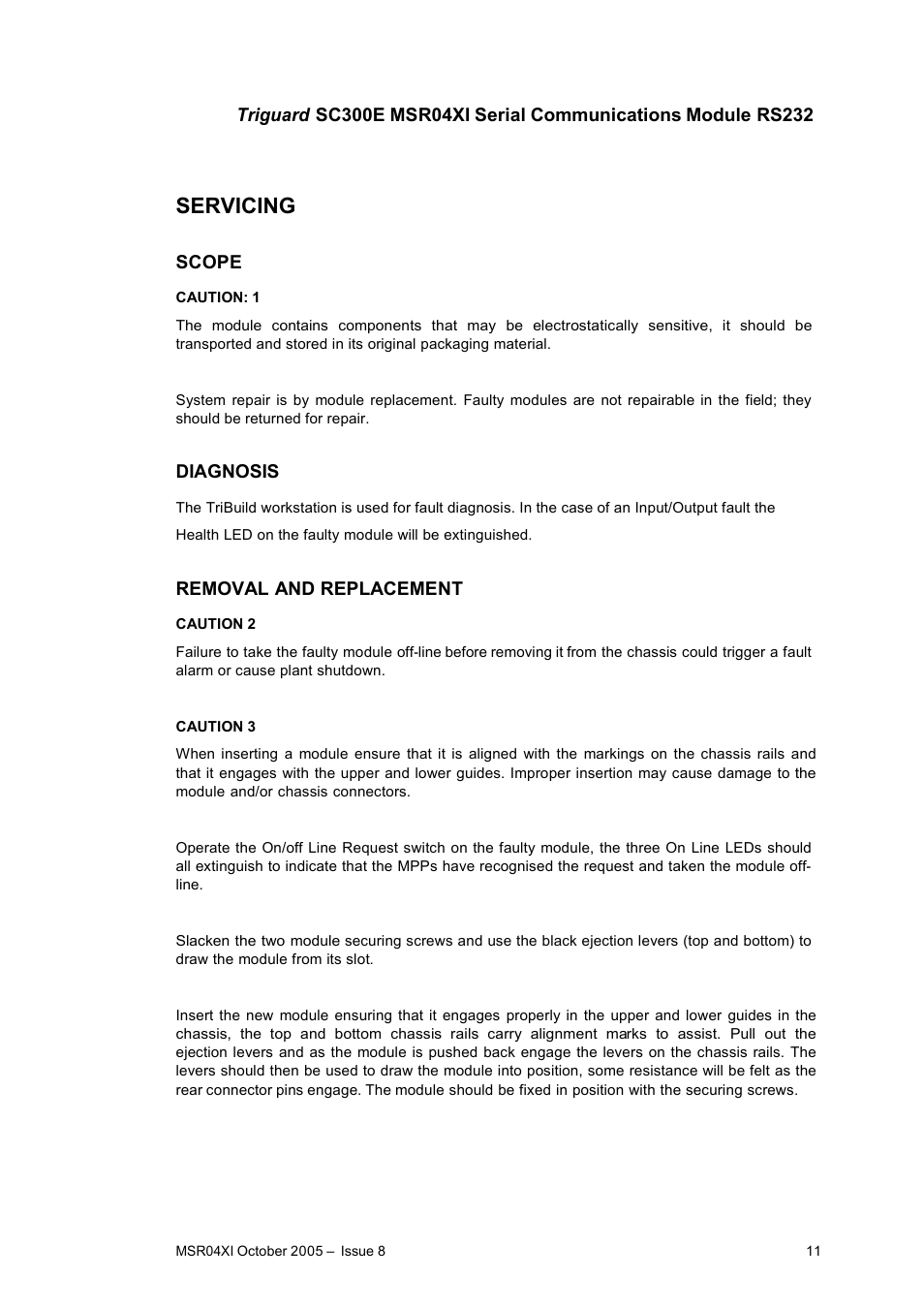 Servicing | Rockwell Automation MSR04XI Serial Communications Module RS232 User Manual | Page 11 / 13
