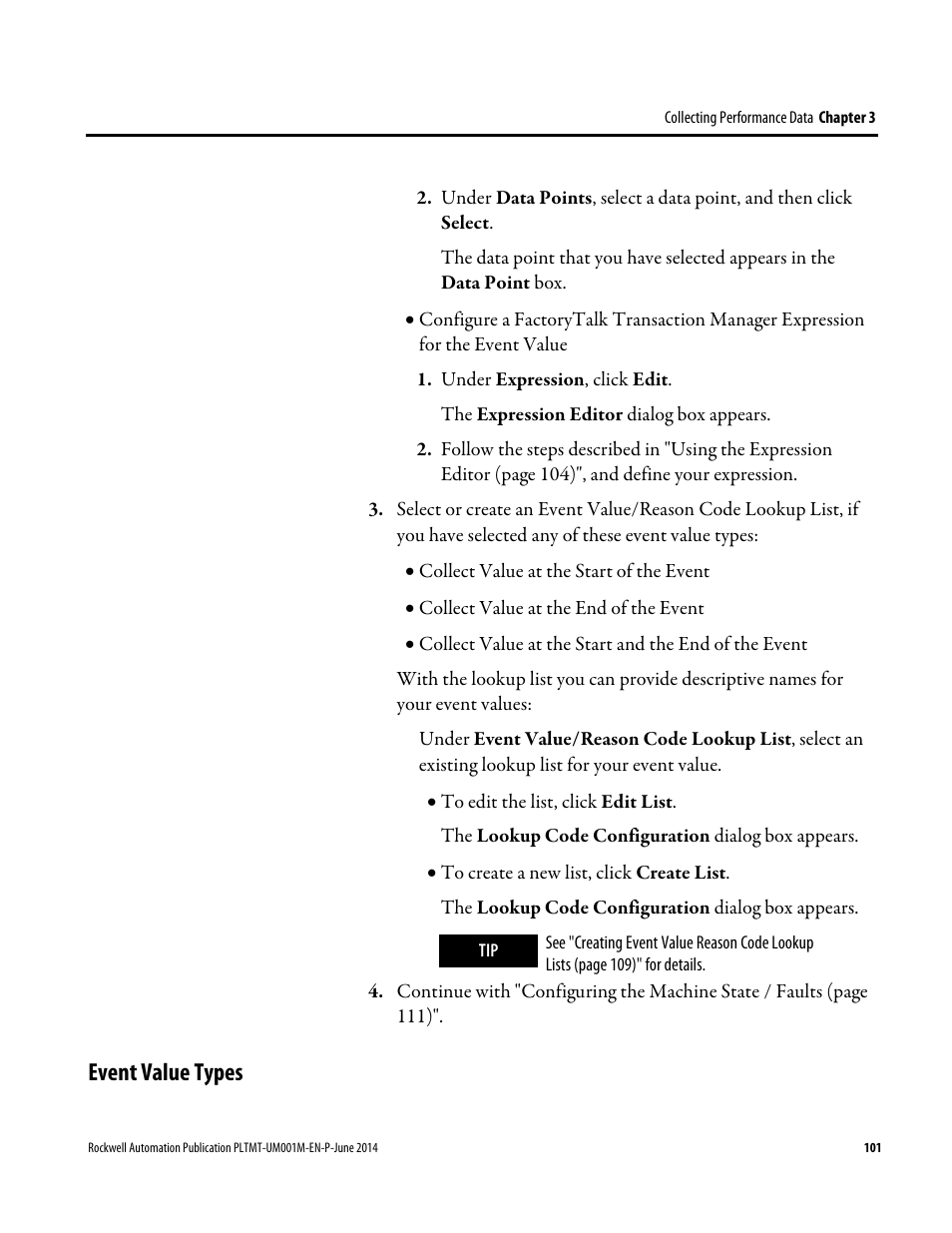 Event value types | Rockwell Automation FactoryTalk Metrics User Guide User Manual | Page 101 / 272