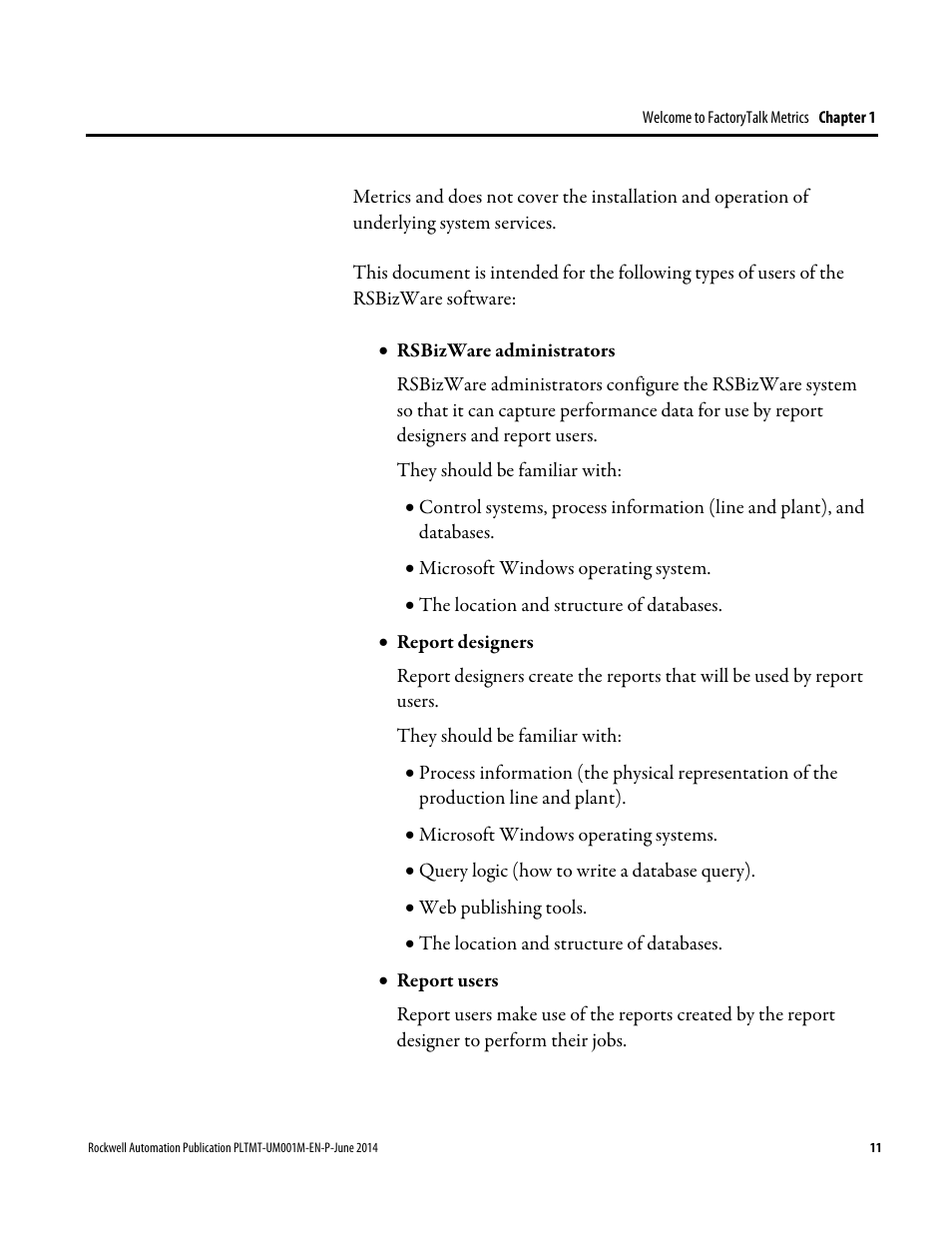 Rockwell Automation FactoryTalk Metrics User Guide User Manual | Page 11 / 272