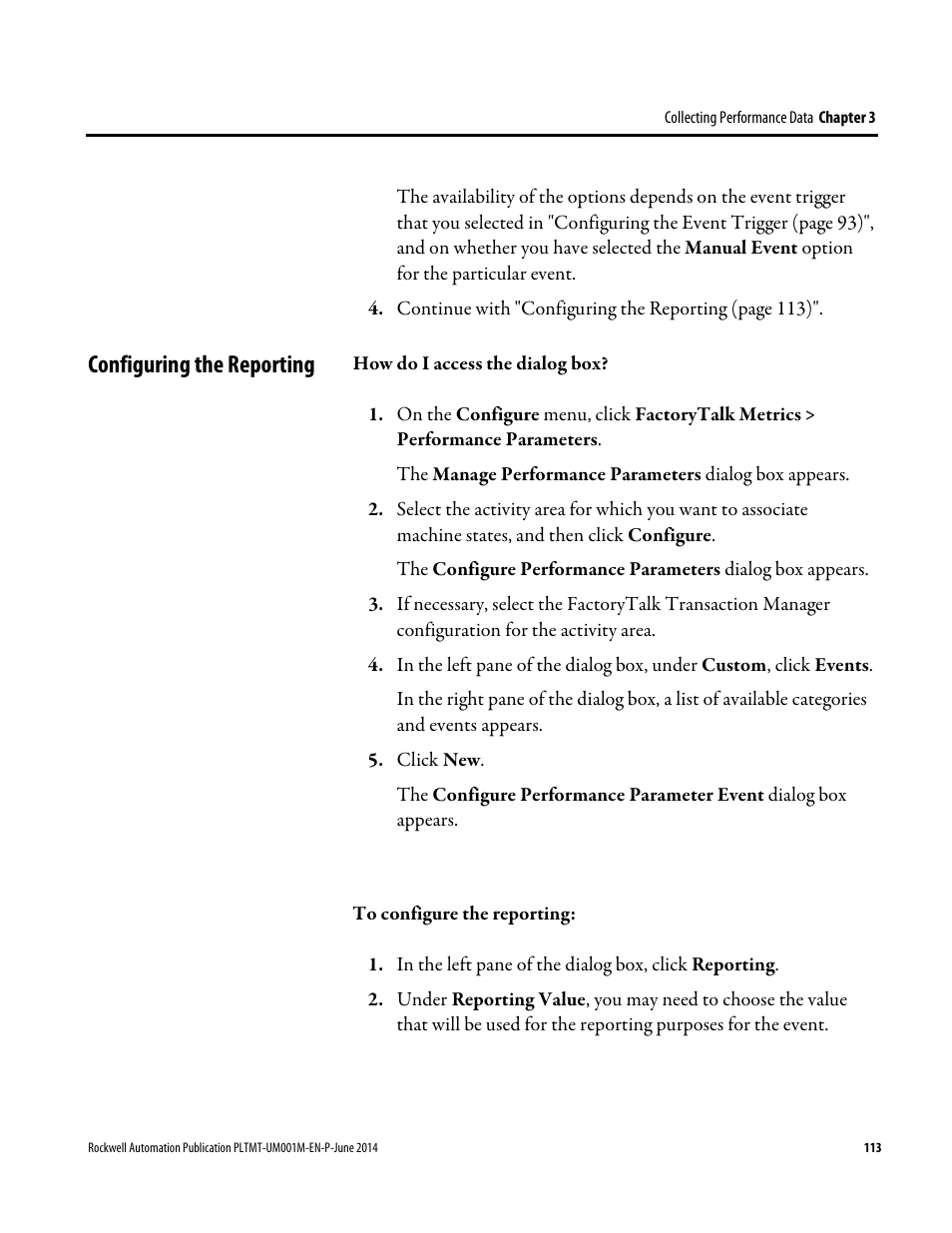 Configuring the reporting, E 113) | Rockwell Automation FactoryTalk Metrics User Guide User Manual | Page 113 / 272