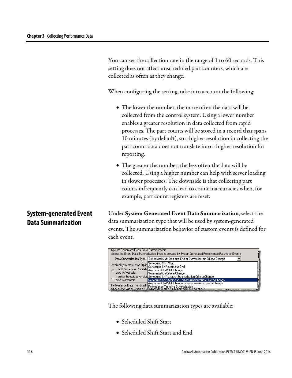 System-generated event data summarization, E 116) | Rockwell Automation FactoryTalk Metrics User Guide User Manual | Page 116 / 272