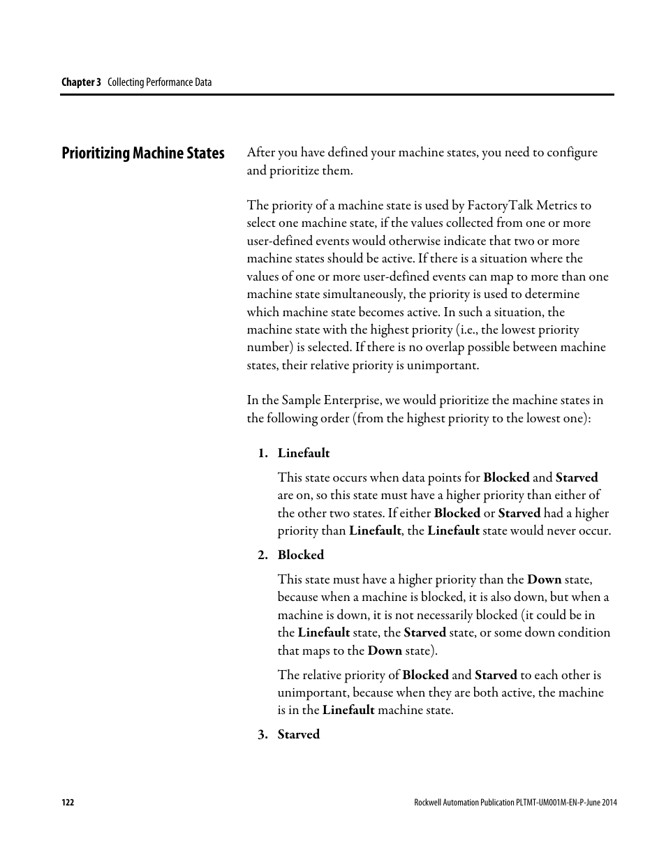 Prioritizing machine states | Rockwell Automation FactoryTalk Metrics User Guide User Manual | Page 122 / 272