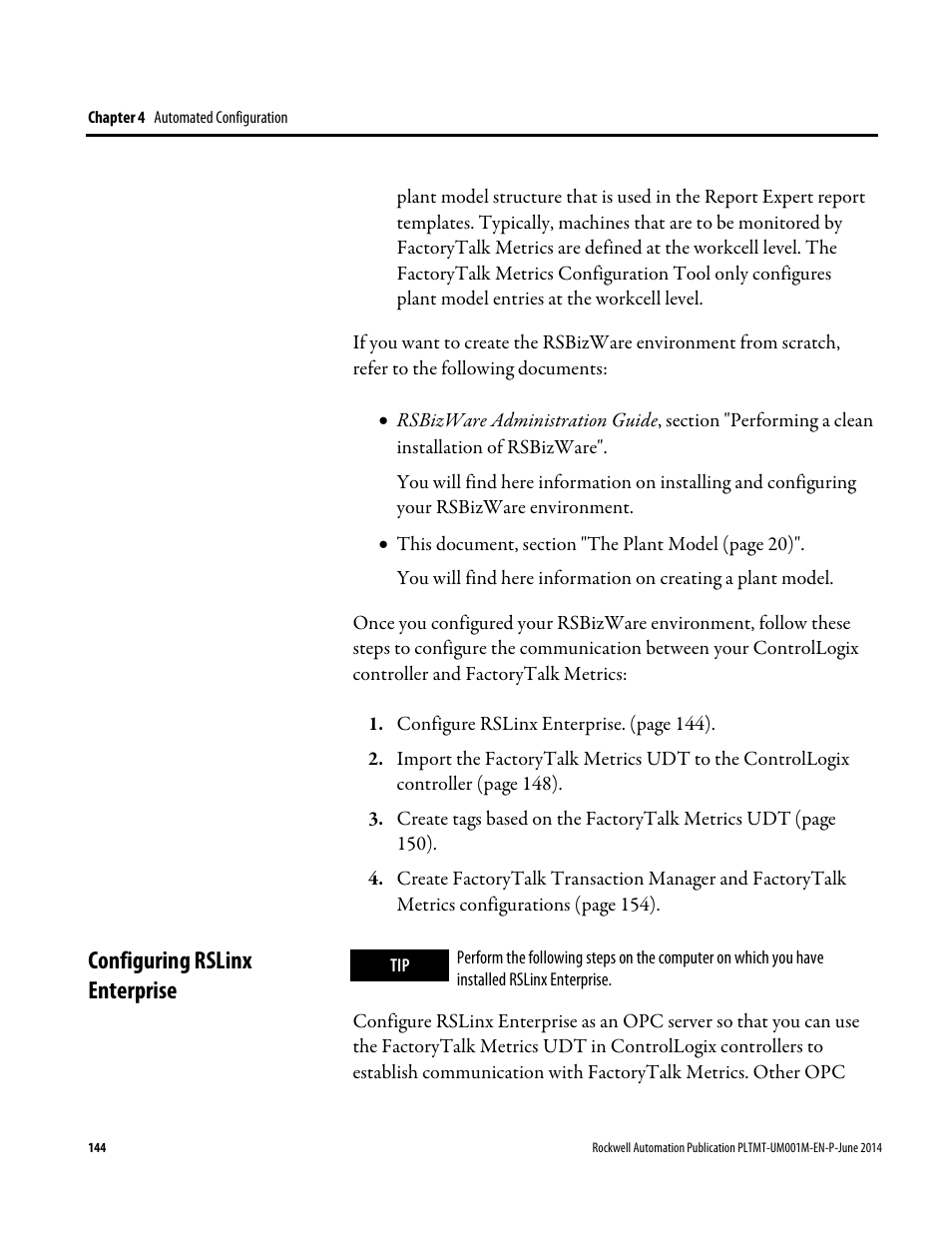 Configuring rslinx enterprise | Rockwell Automation FactoryTalk Metrics User Guide User Manual | Page 144 / 272