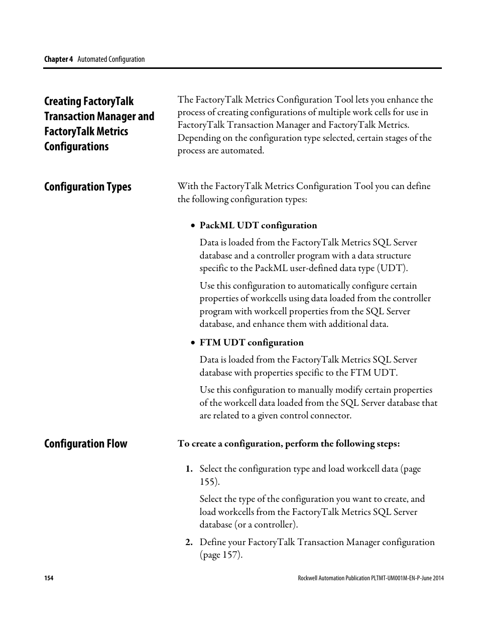 Configuration types, Configuration flow | Rockwell Automation FactoryTalk Metrics User Guide User Manual | Page 154 / 272