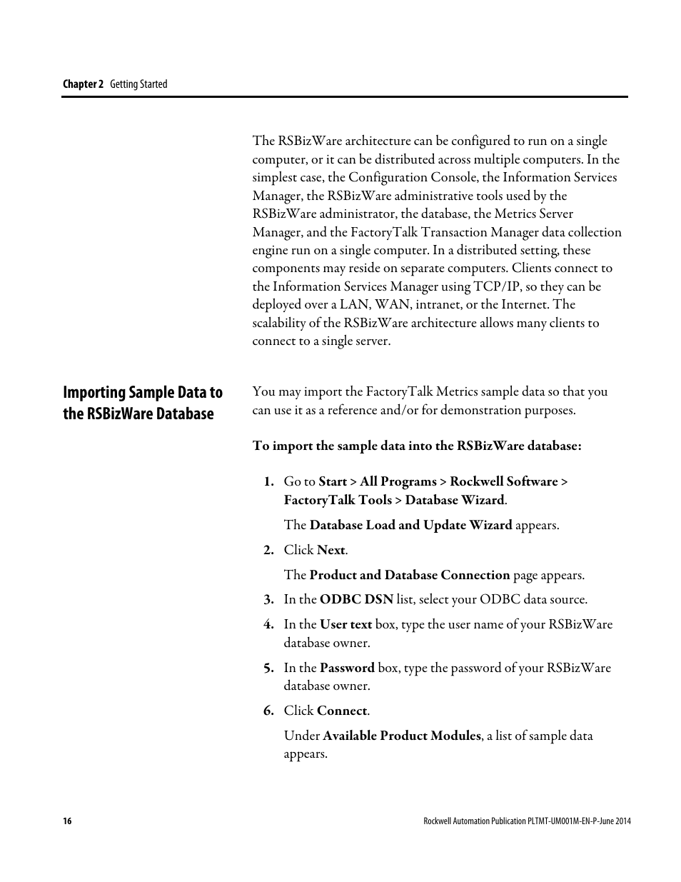 Importing sample data to the rsbizware database | Rockwell Automation FactoryTalk Metrics User Guide User Manual | Page 16 / 272