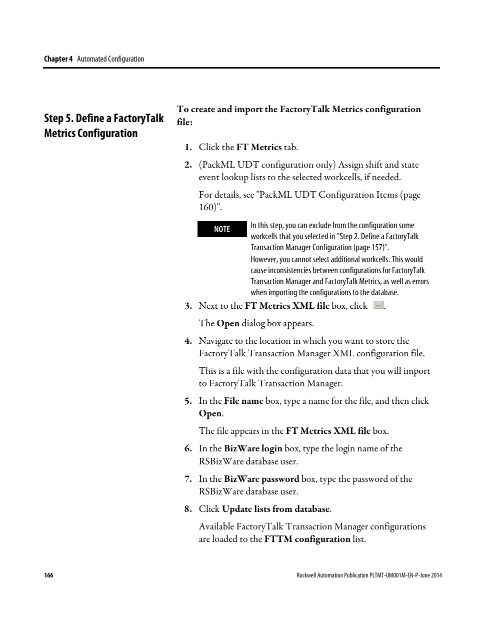 Step 5. define a factorytalk metrics configuration, E 166) | Rockwell Automation FactoryTalk Metrics User Guide User Manual | Page 166 / 272