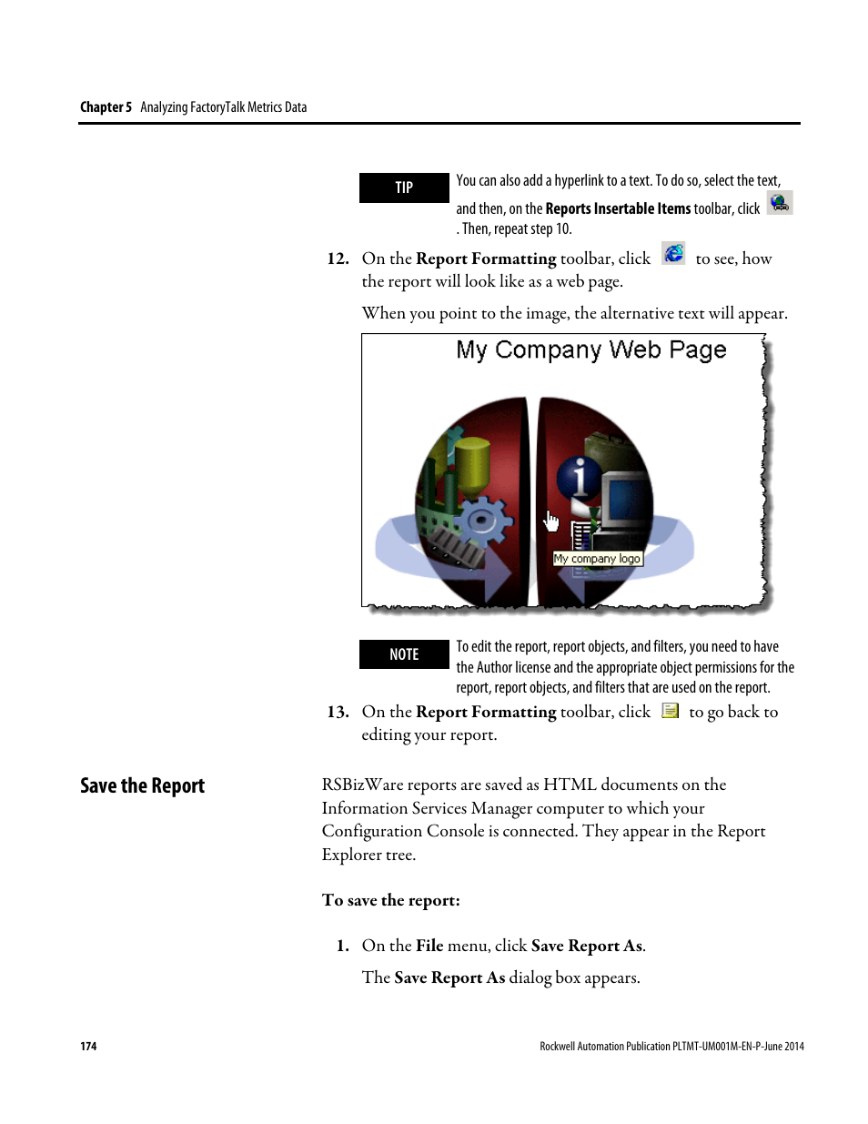 Save the report | Rockwell Automation FactoryTalk Metrics User Guide User Manual | Page 174 / 272