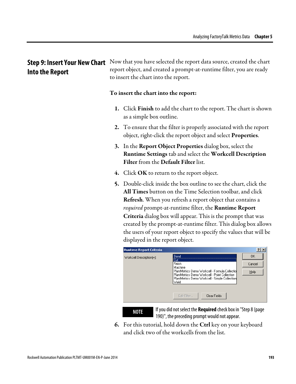 Step 9: insert your new chart into the report | Rockwell Automation FactoryTalk Metrics User Guide User Manual | Page 193 / 272