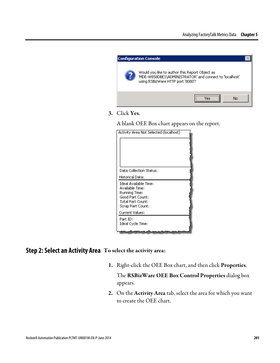 Step 2: select an activity area | Rockwell Automation FactoryTalk Metrics User Guide User Manual | Page 201 / 272