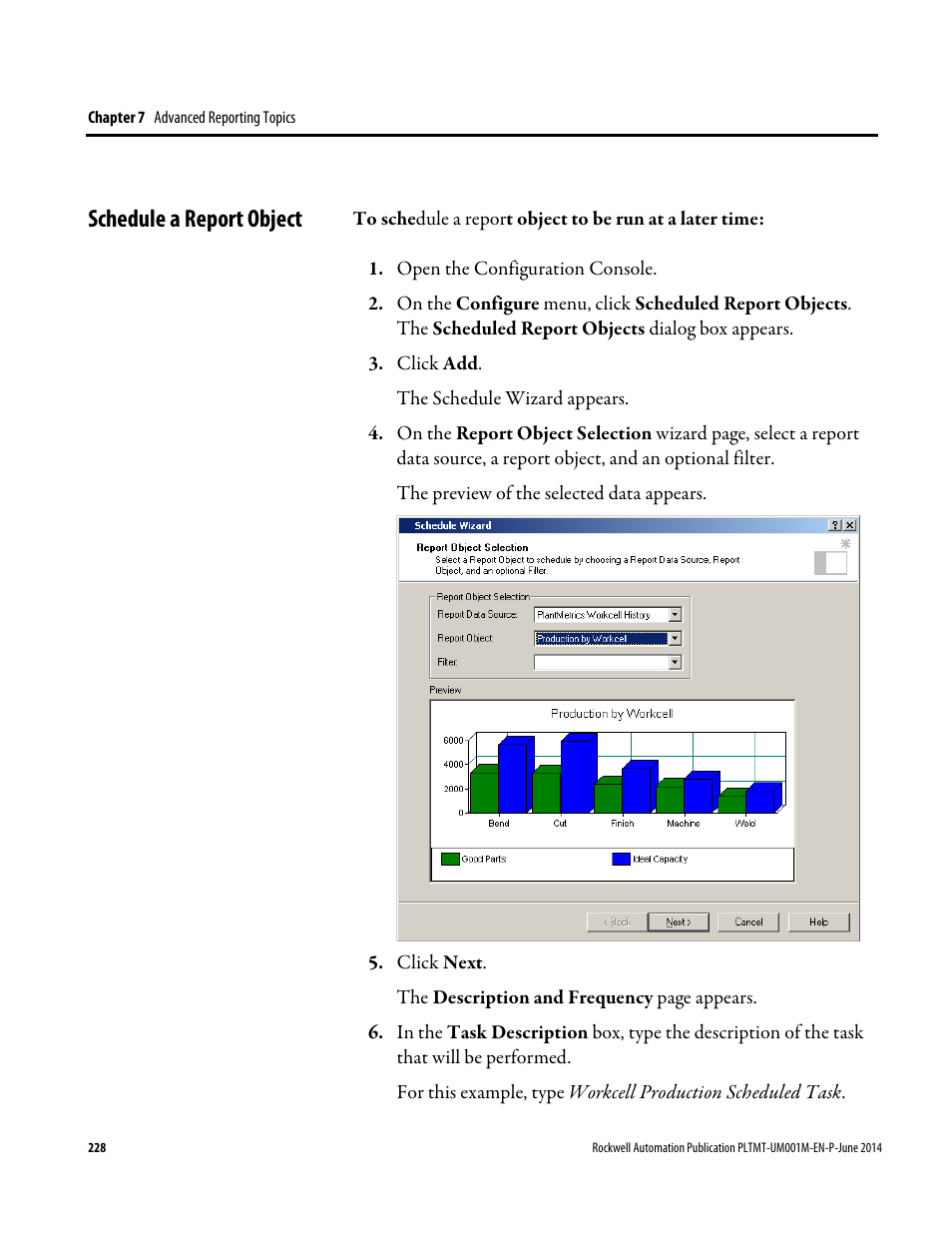 Schedule a report object | Rockwell Automation FactoryTalk Metrics User Guide User Manual | Page 228 / 272