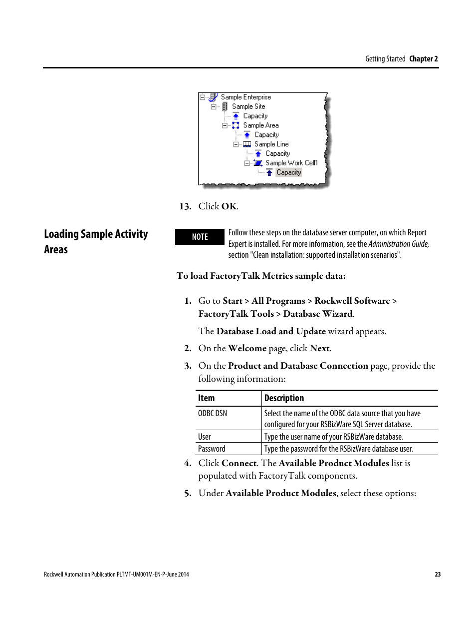 Loading sample activity areas | Rockwell Automation FactoryTalk Metrics User Guide User Manual | Page 23 / 272