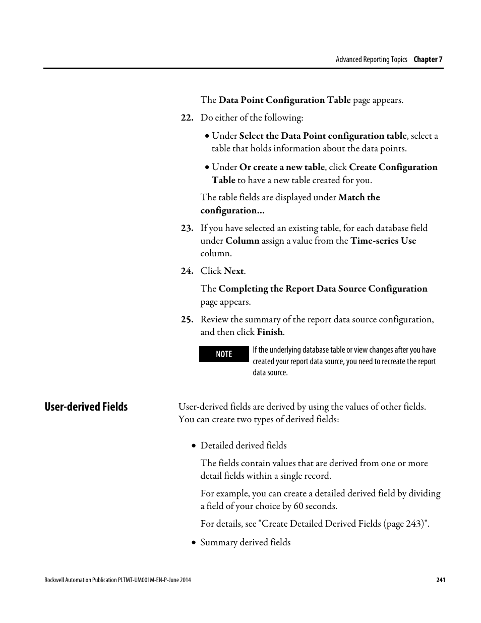 User-derived fields | Rockwell Automation FactoryTalk Metrics User Guide User Manual | Page 241 / 272