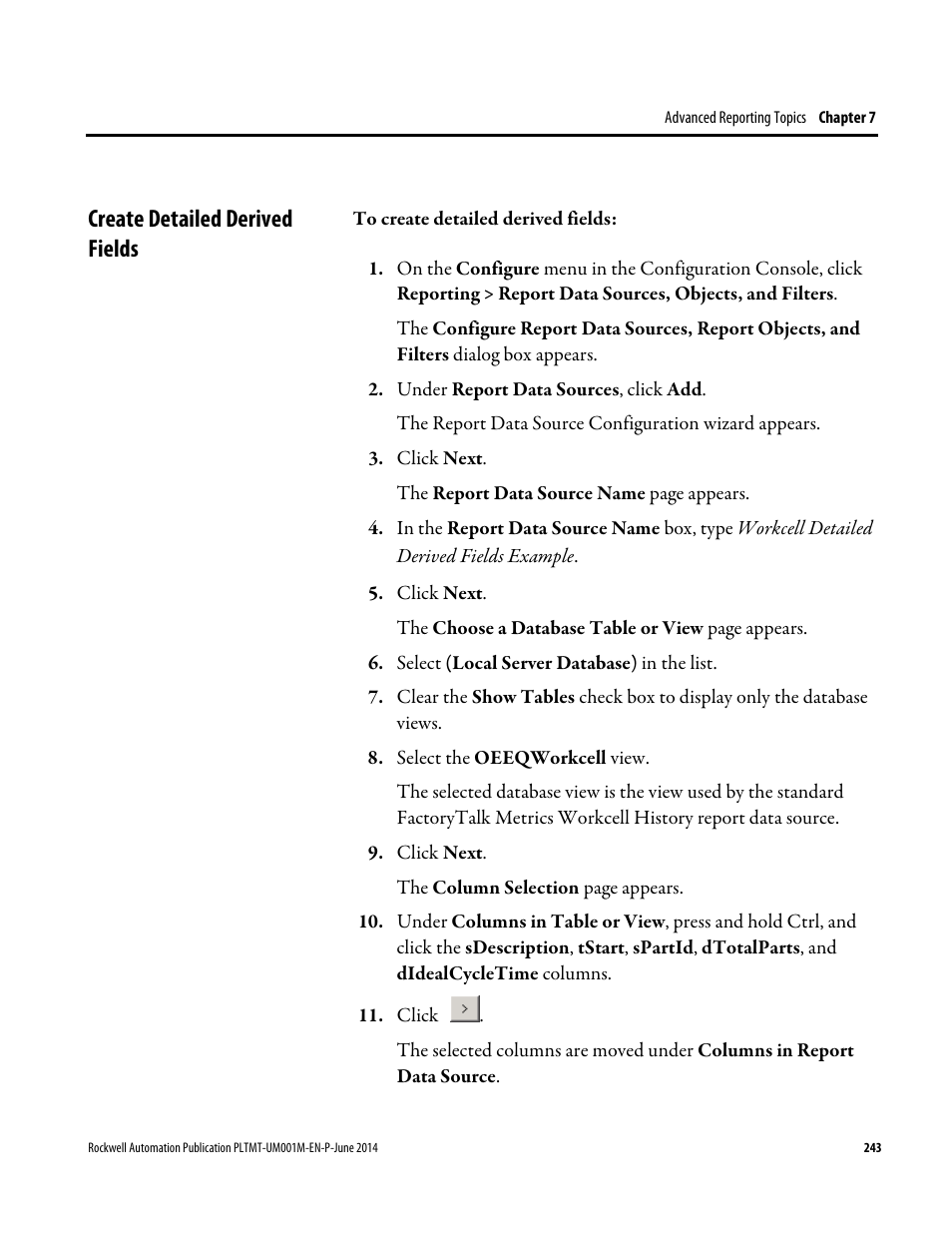 Create detailed derived fields | Rockwell Automation FactoryTalk Metrics User Guide User Manual | Page 243 / 272