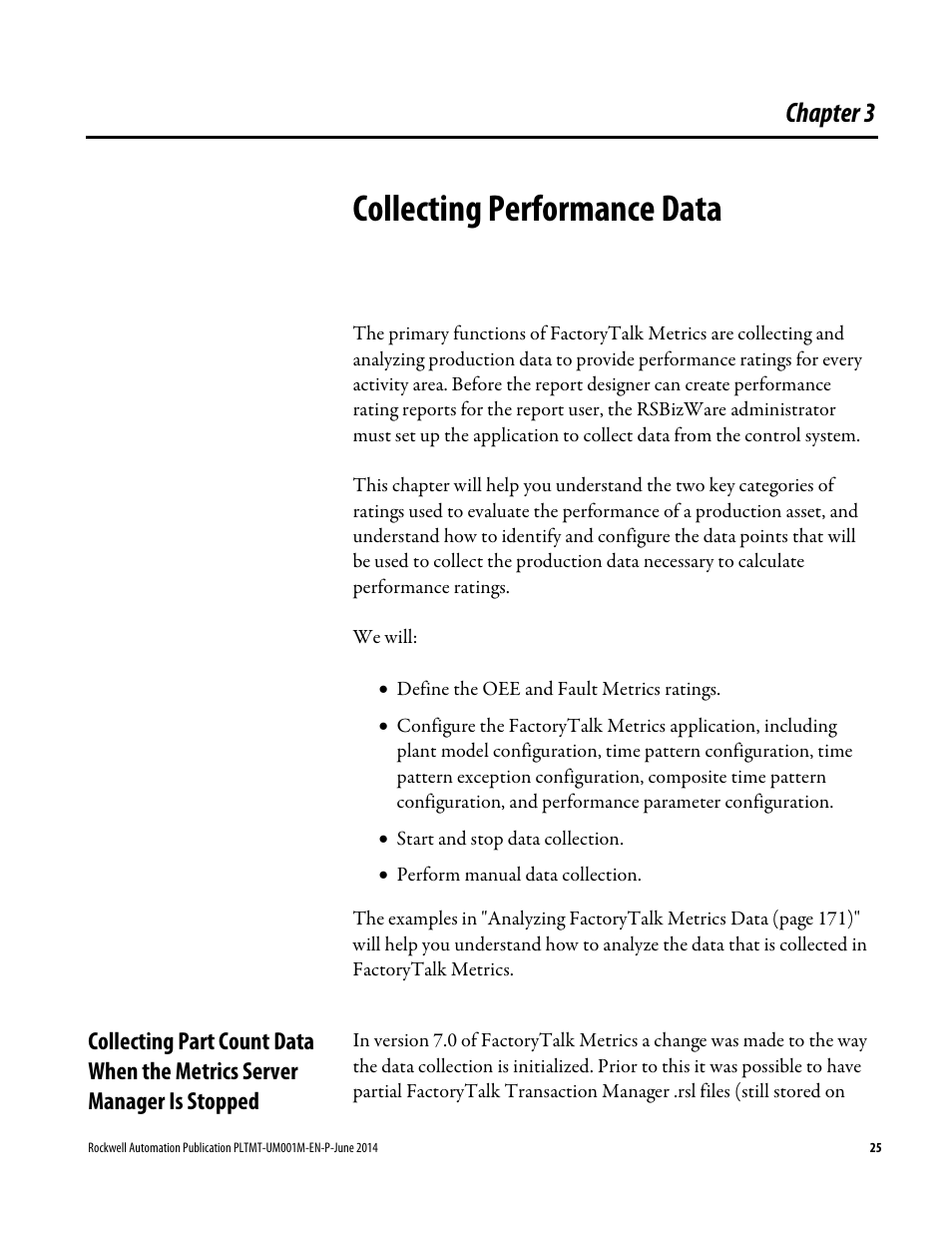 Collecting performance data, Chapter 3 | Rockwell Automation FactoryTalk Metrics User Guide User Manual | Page 25 / 272