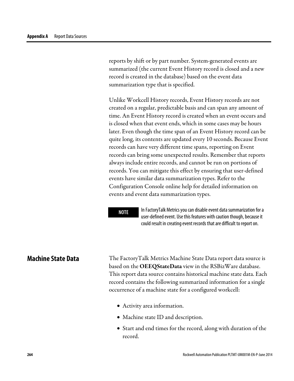 Machine state data | Rockwell Automation FactoryTalk Metrics User Guide User Manual | Page 264 / 272