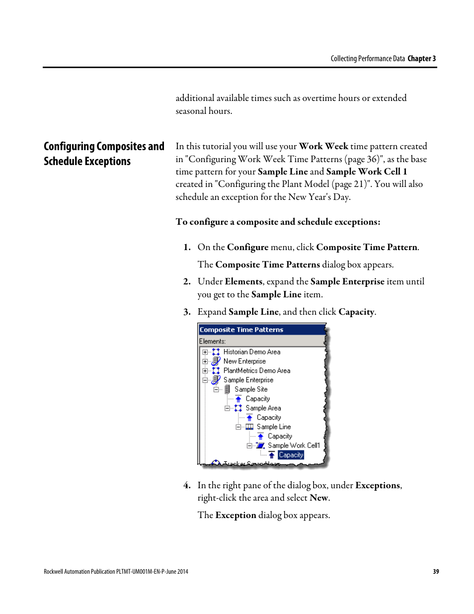 Configuring composites and schedule exceptions | Rockwell Automation FactoryTalk Metrics User Guide User Manual | Page 39 / 272