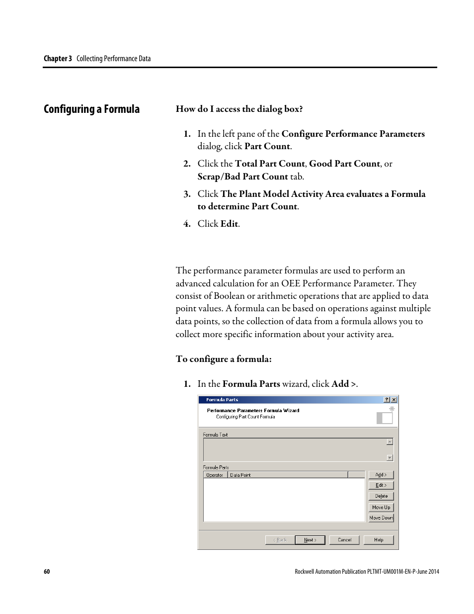 Configuring a formula | Rockwell Automation FactoryTalk Metrics User Guide User Manual | Page 60 / 272