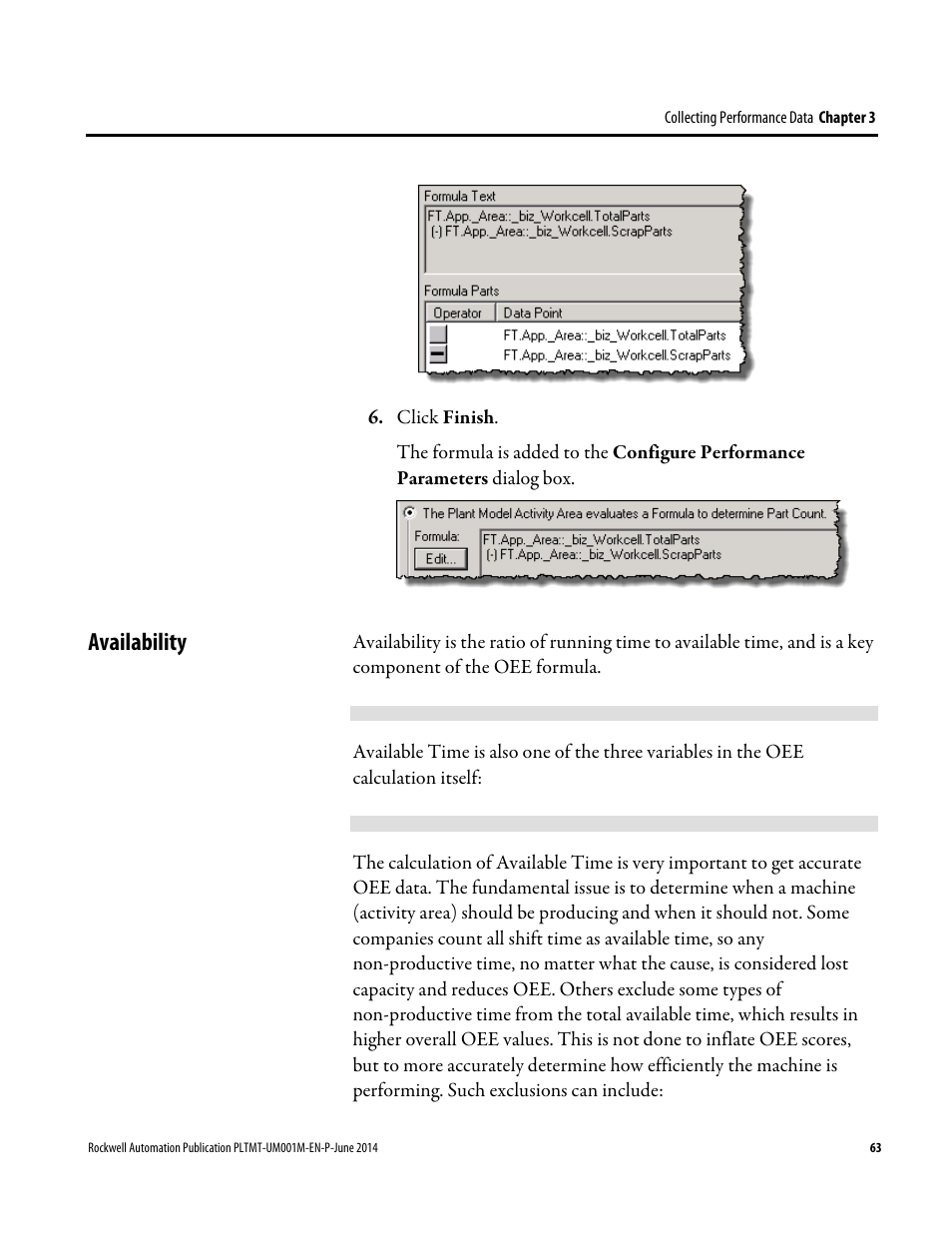 Availability | Rockwell Automation FactoryTalk Metrics User Guide User Manual | Page 63 / 272