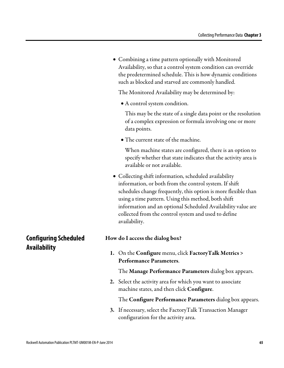 Configuring scheduled availability | Rockwell Automation FactoryTalk Metrics User Guide User Manual | Page 65 / 272