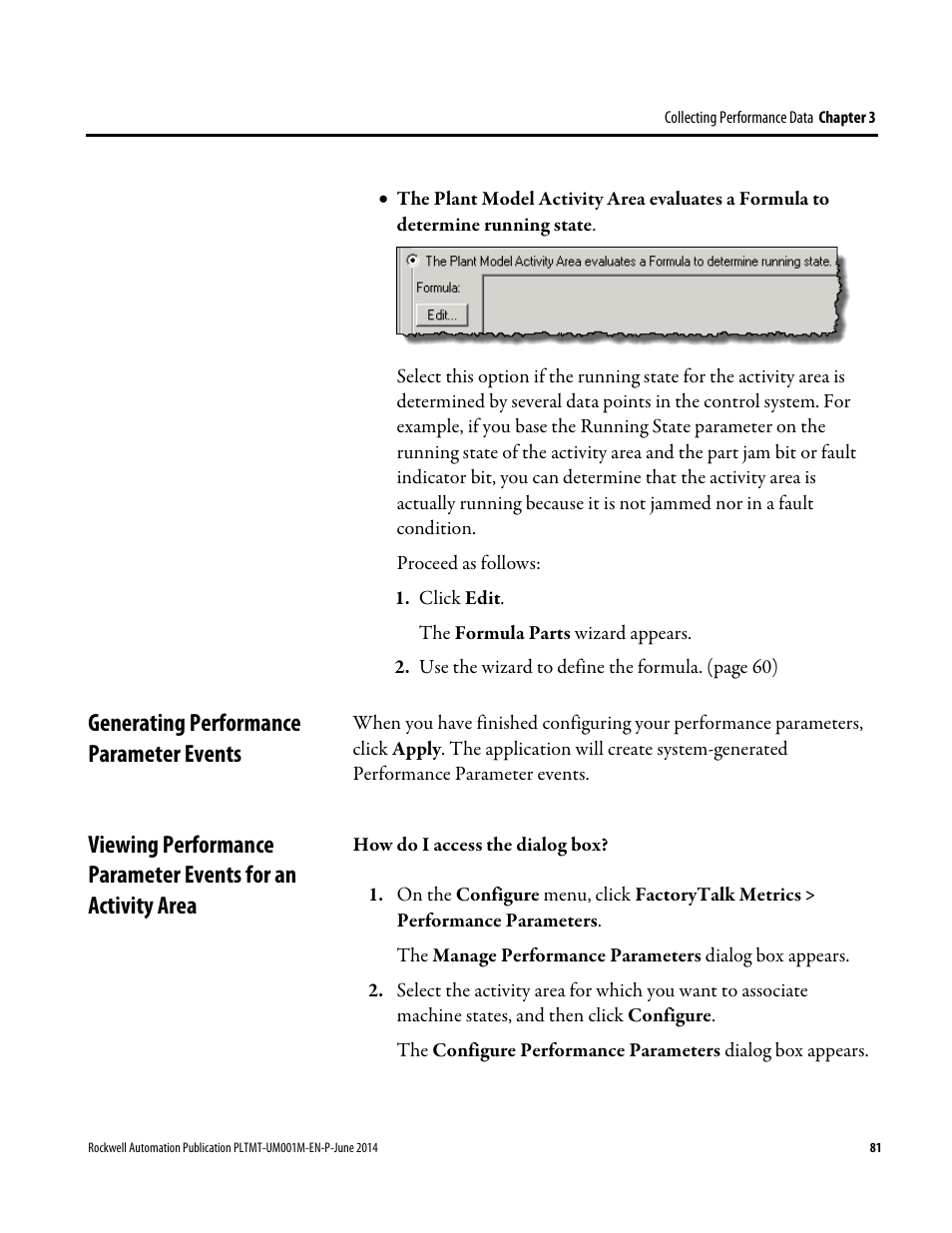 Generating performance parameter events | Rockwell Automation FactoryTalk Metrics User Guide User Manual | Page 81 / 272