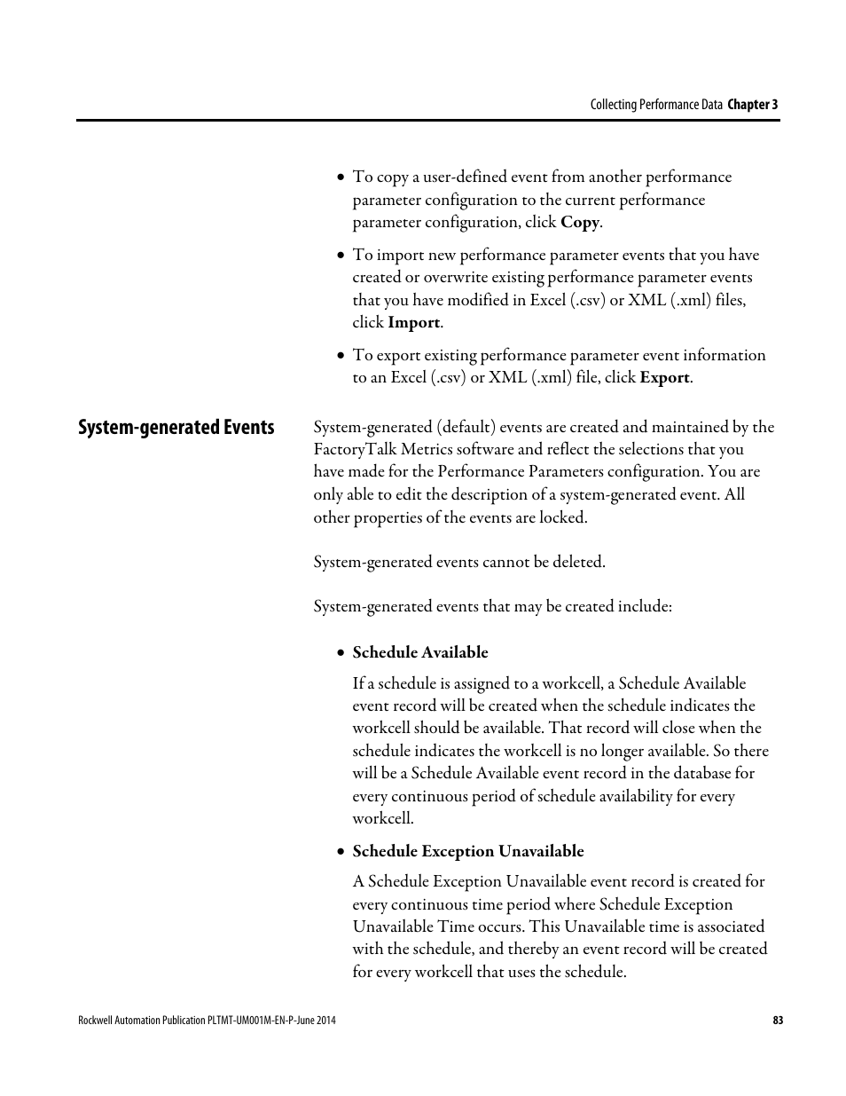 System-generated events | Rockwell Automation FactoryTalk Metrics User Guide User Manual | Page 83 / 272