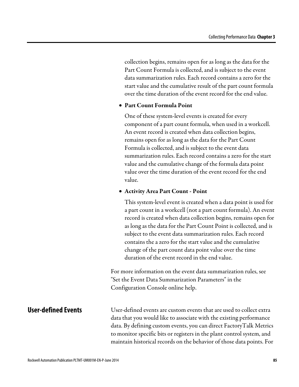 User-defined events | Rockwell Automation FactoryTalk Metrics User Guide User Manual | Page 85 / 272