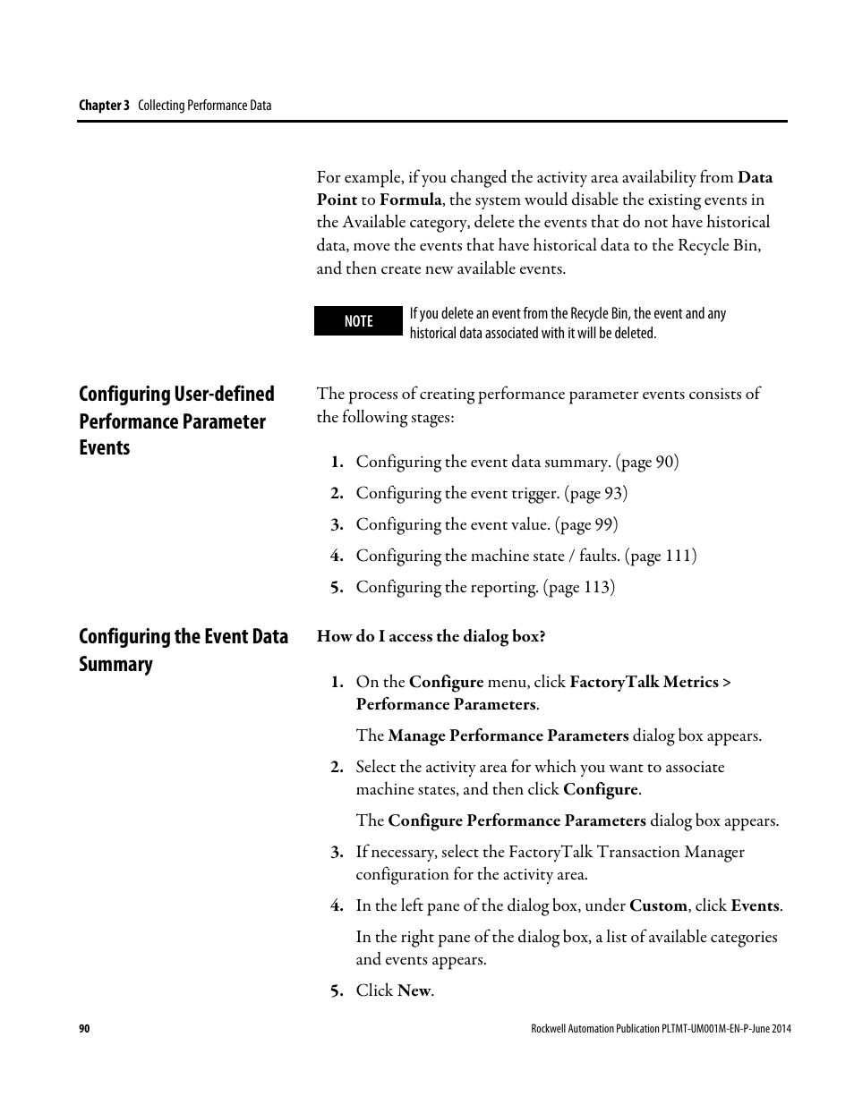 Configuring the event data summary | Rockwell Automation FactoryTalk Metrics User Guide User Manual | Page 90 / 272