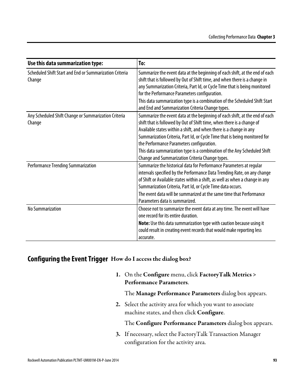 Configuring the event trigger | Rockwell Automation FactoryTalk Metrics User Guide User Manual | Page 93 / 272