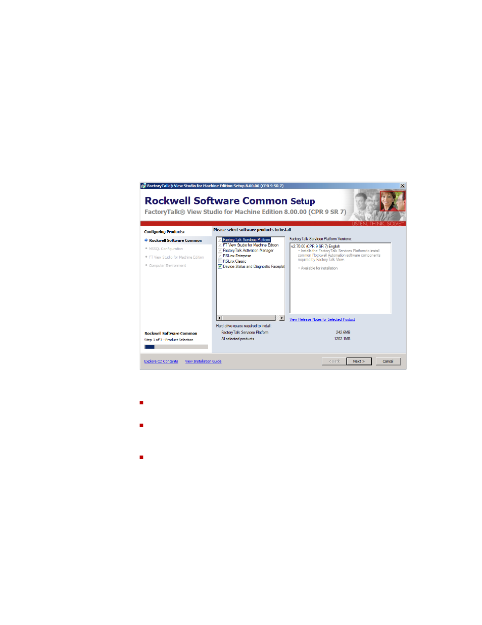 Select software products to install | Rockwell Automation FactoryTalk View Machine Edition Installation Guide User Manual | Page 23 / 58