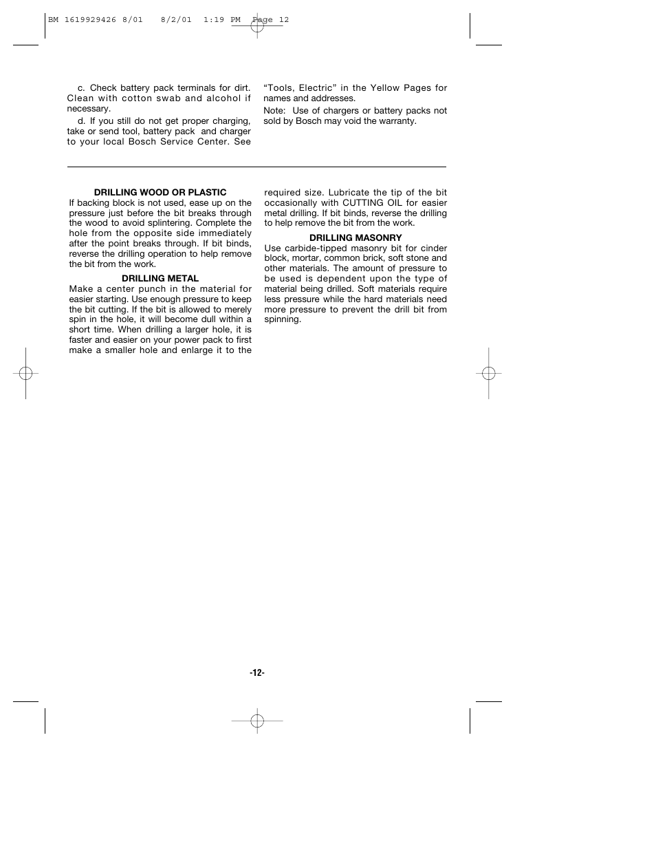 Bosch cordless hammer User Manual | Page 12 / 40