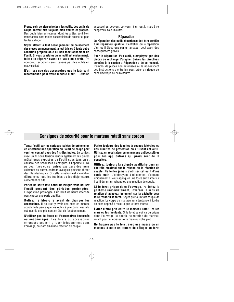 Bosch cordless hammer User Manual | Page 15 / 40