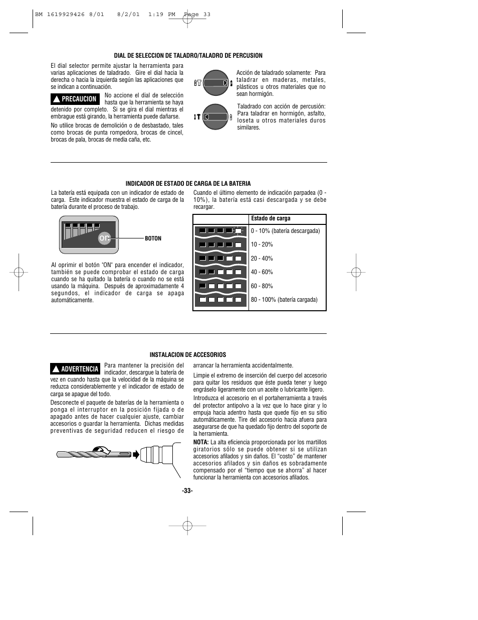 Bosch cordless hammer User Manual | Page 33 / 40